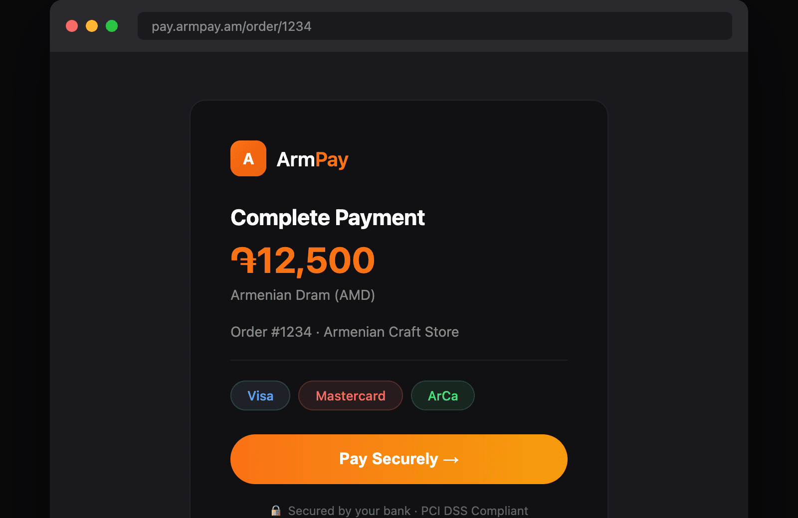 ArmPay public payment product accepting ArCa, Visa, and Mastercard