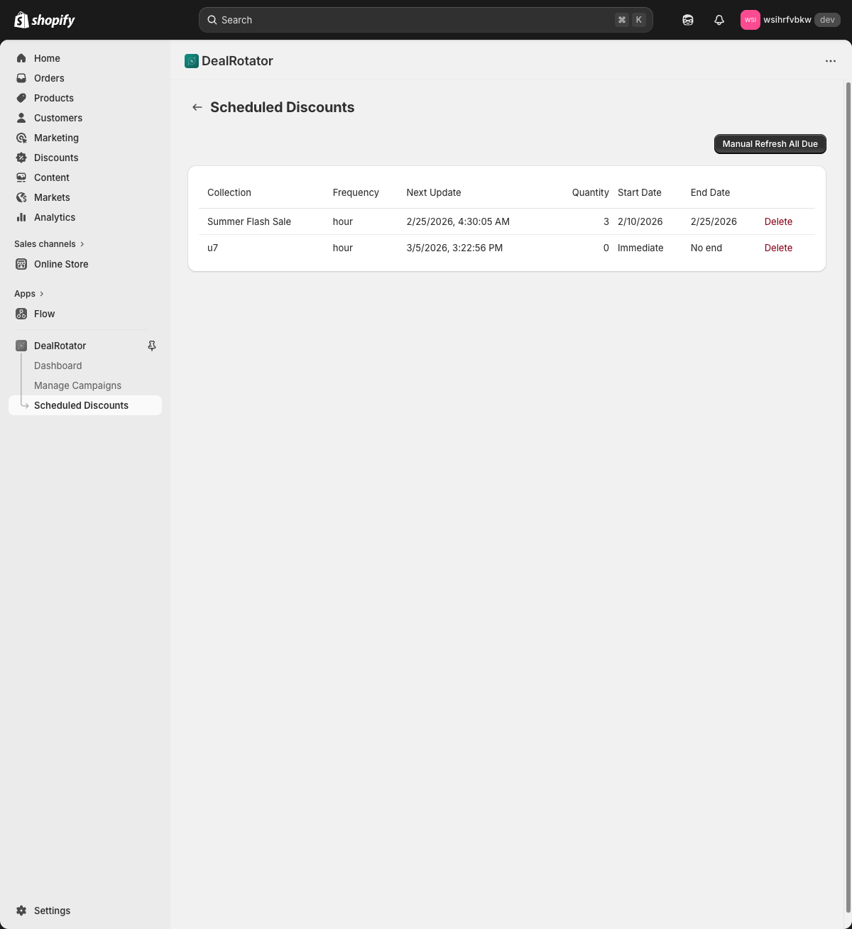 Discount configuration wizard with schedule and preview